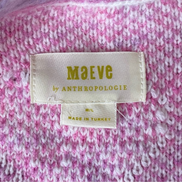 Anthropologie Maeve Pink Purple Hearts Cardigan Sweater - Picture 10 of 11